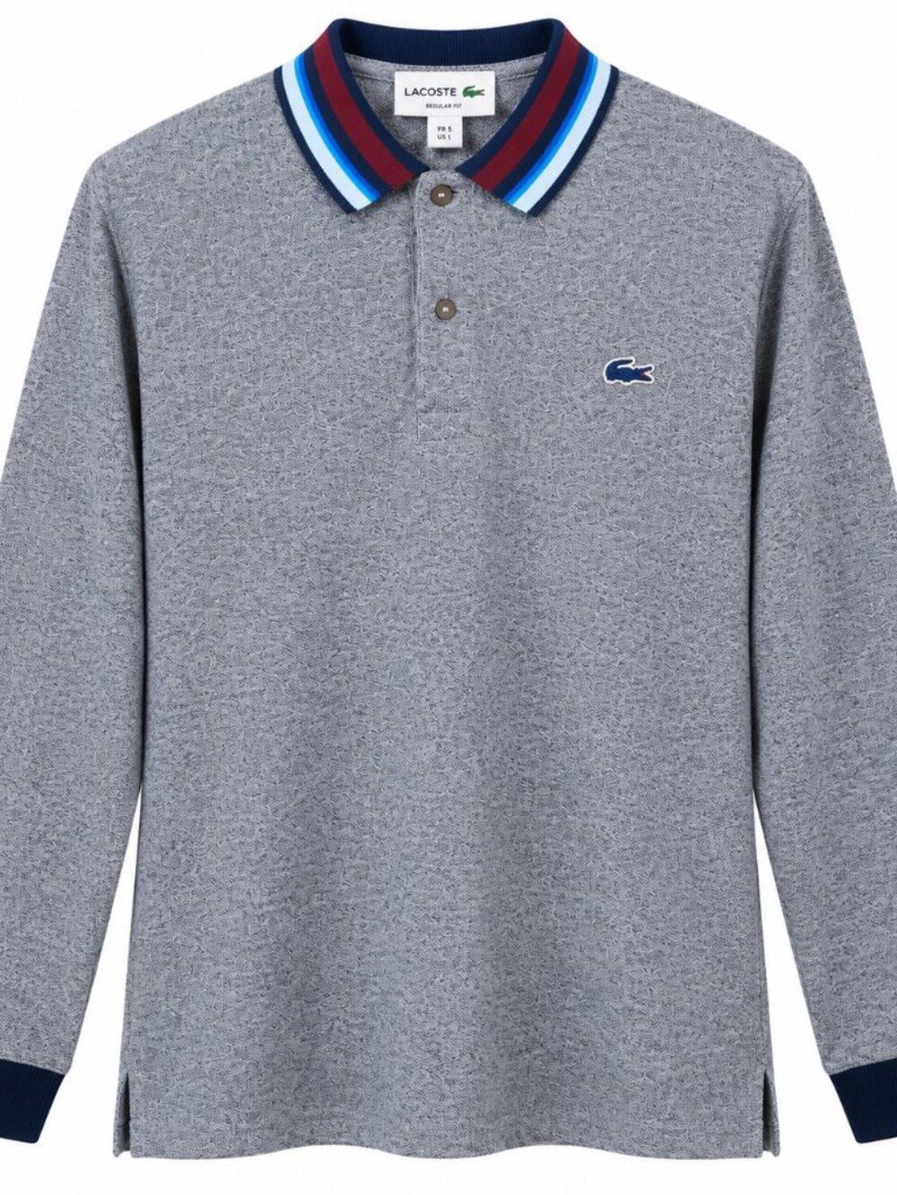 Lacoste Men's Long Sleeve Polo Shirt Size 5 Large Cotton Striped Collar NWT